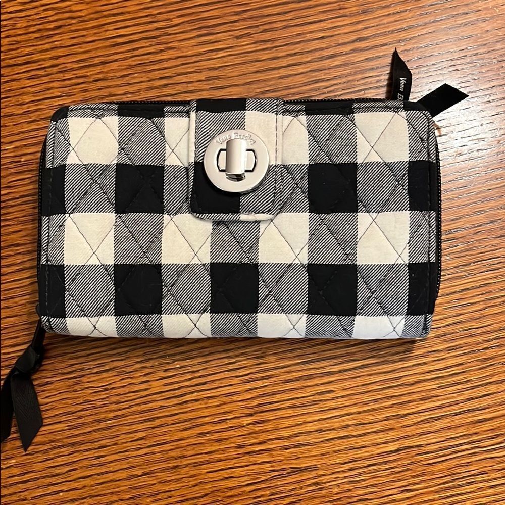 Vera Bradley Black and White Wallet with Buffalo Check Pattern